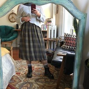 Green & Navy Plaid midi skirt - Old Navy